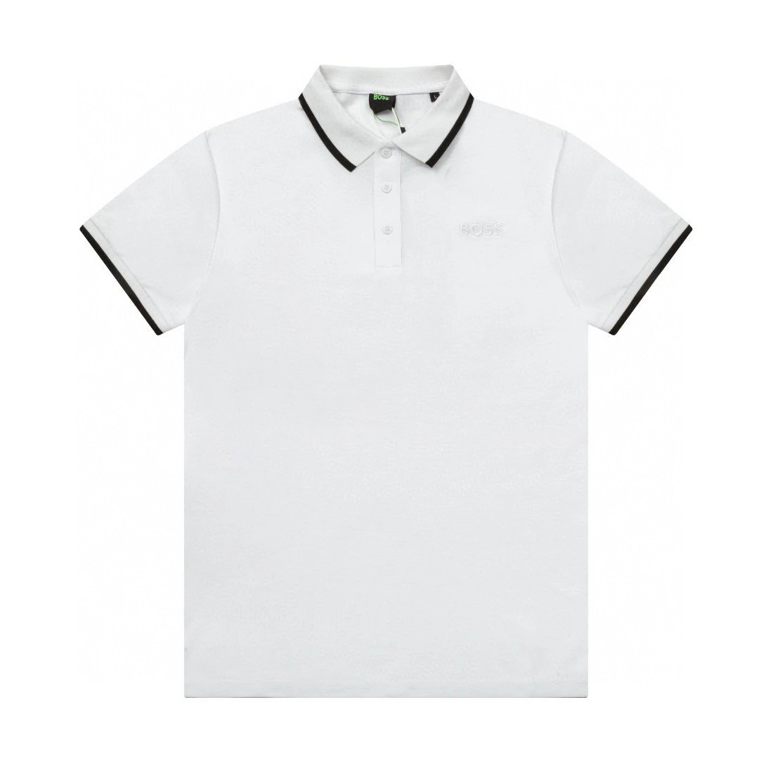 Hugo Boss Polo White with Striped Collar and Cuffs Polo Shirt - 5
