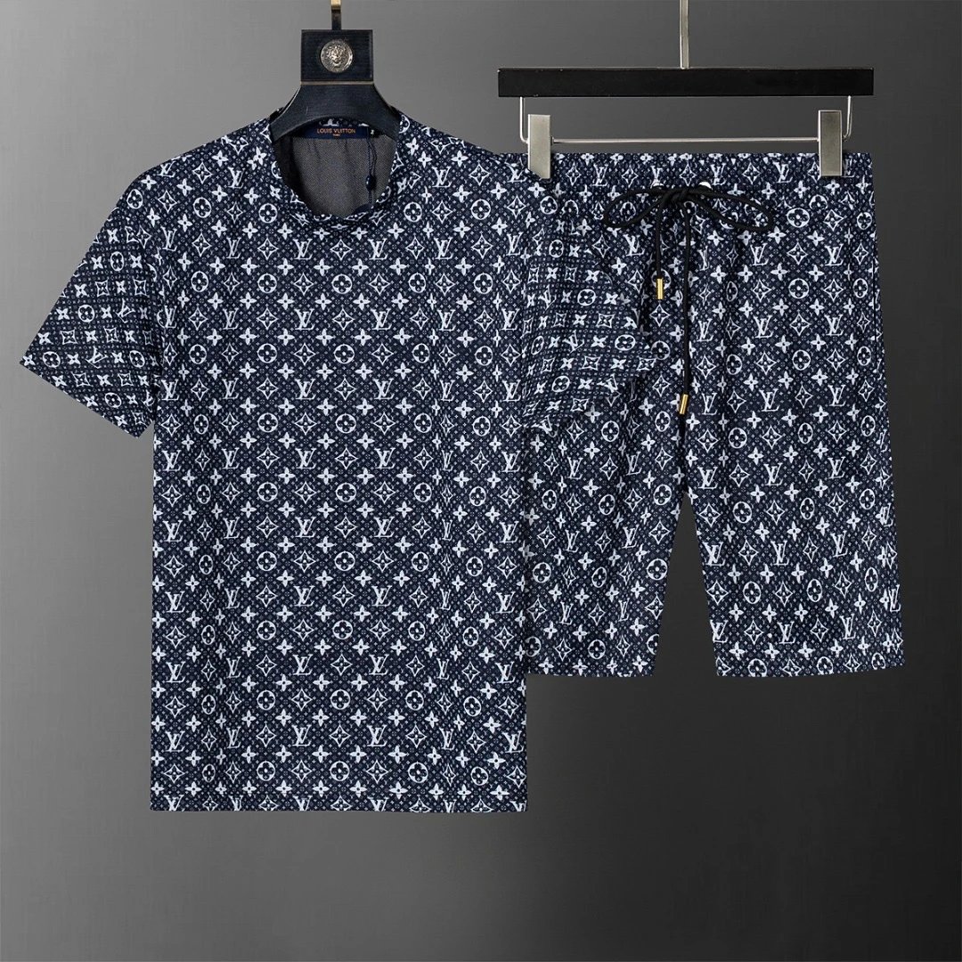 Louis Vuitton Monogram Denim Short Set Navy