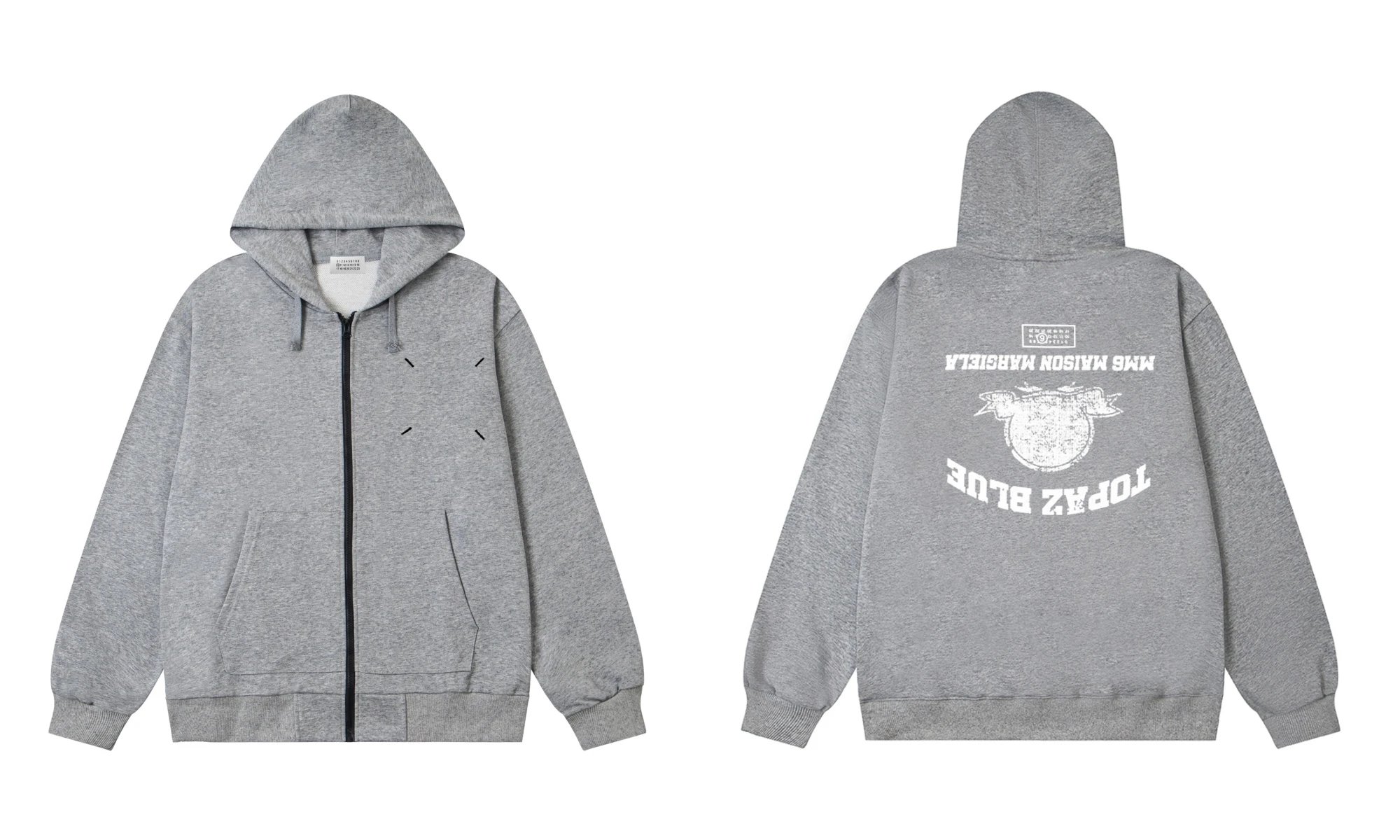 Maison Margiela Tabi Stitch Zip-Up Hoodie Gray - 6