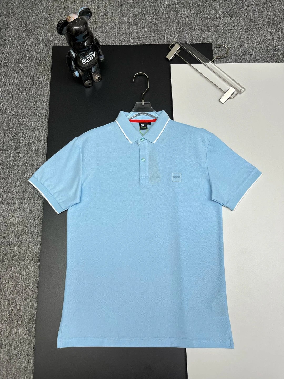 Hugo Boss Faces Patch Polo Shirt Light Blue