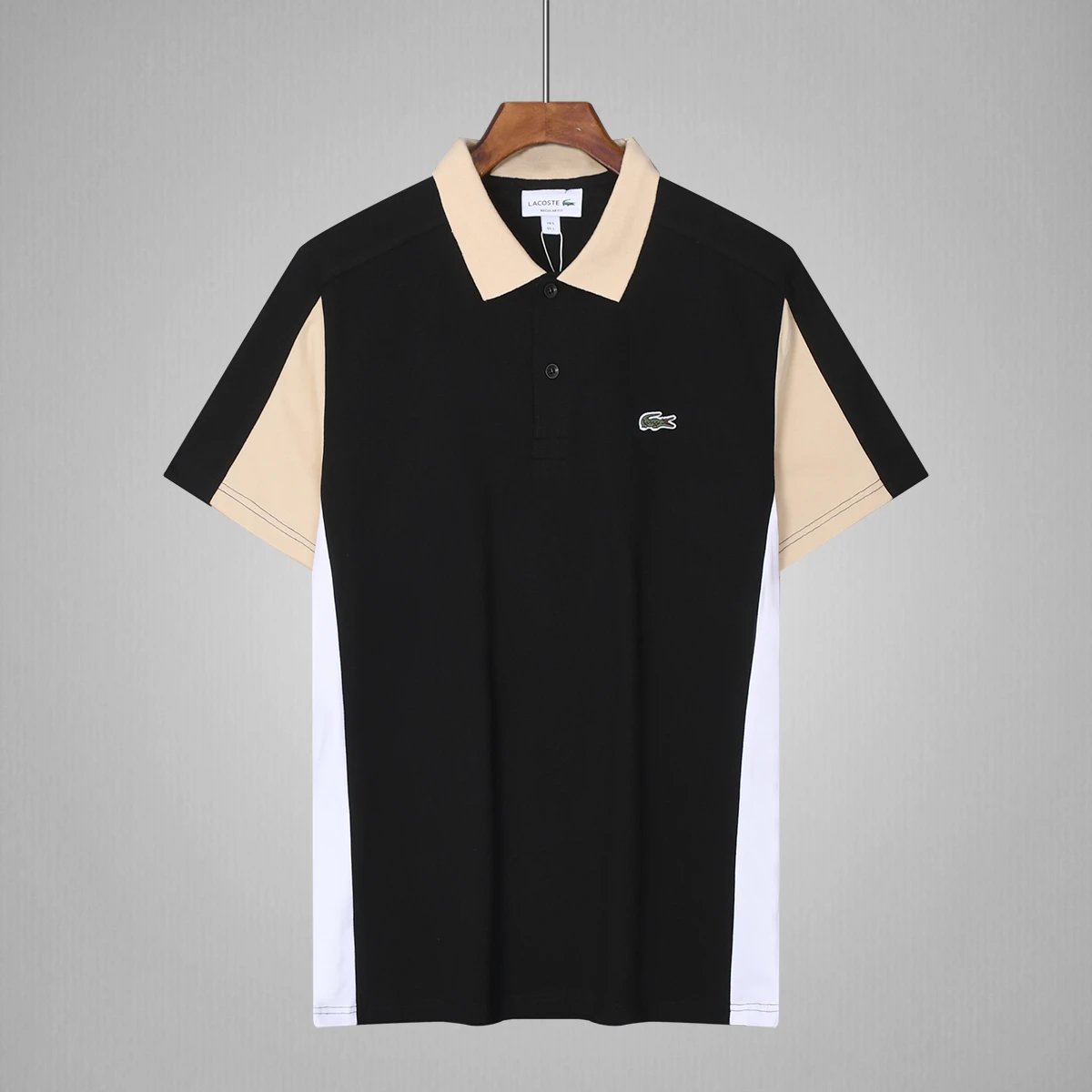 Lacoste Colorblock Pique Polo Black Beige White