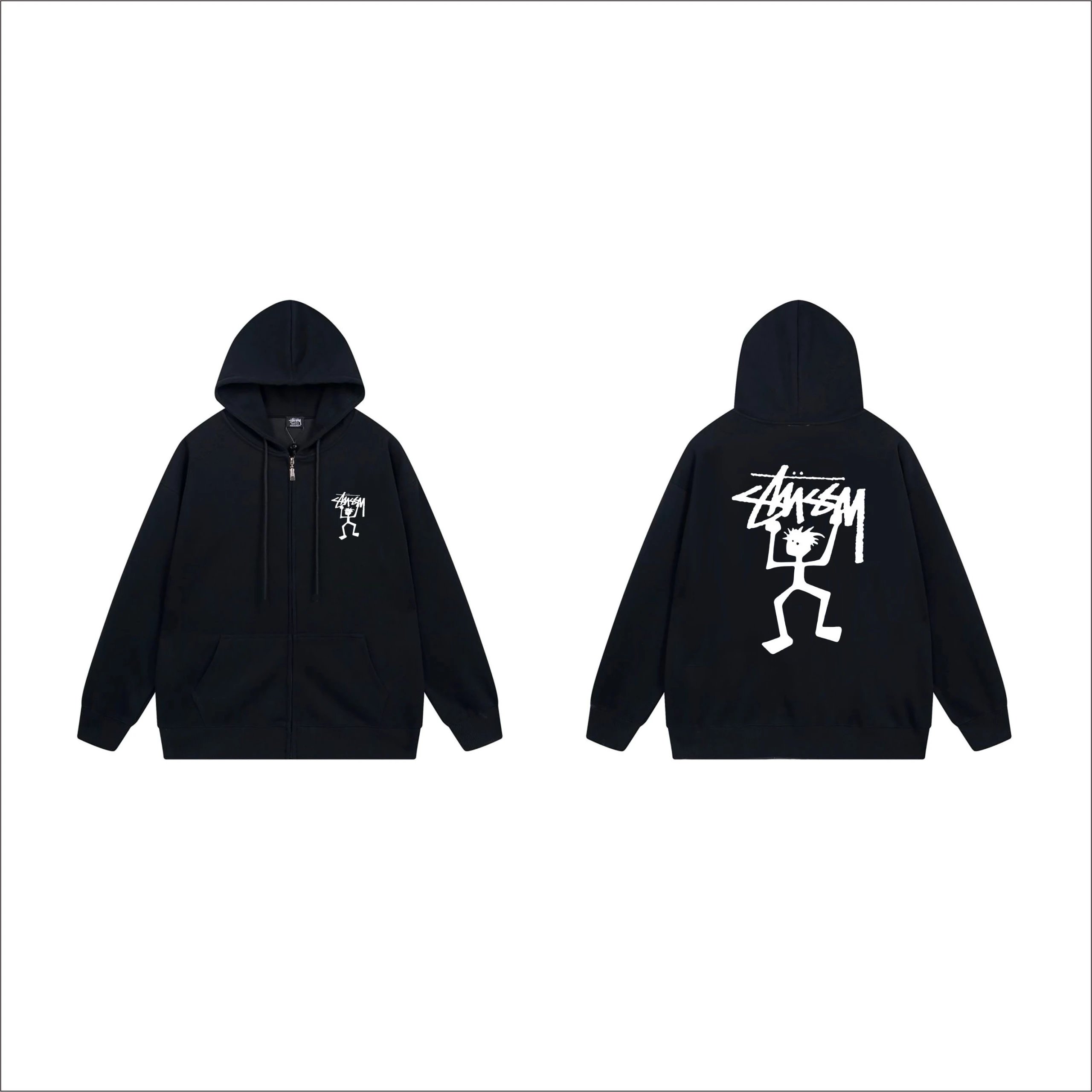 Stussy Dice Print Zip-Up Hoodie Black - 10