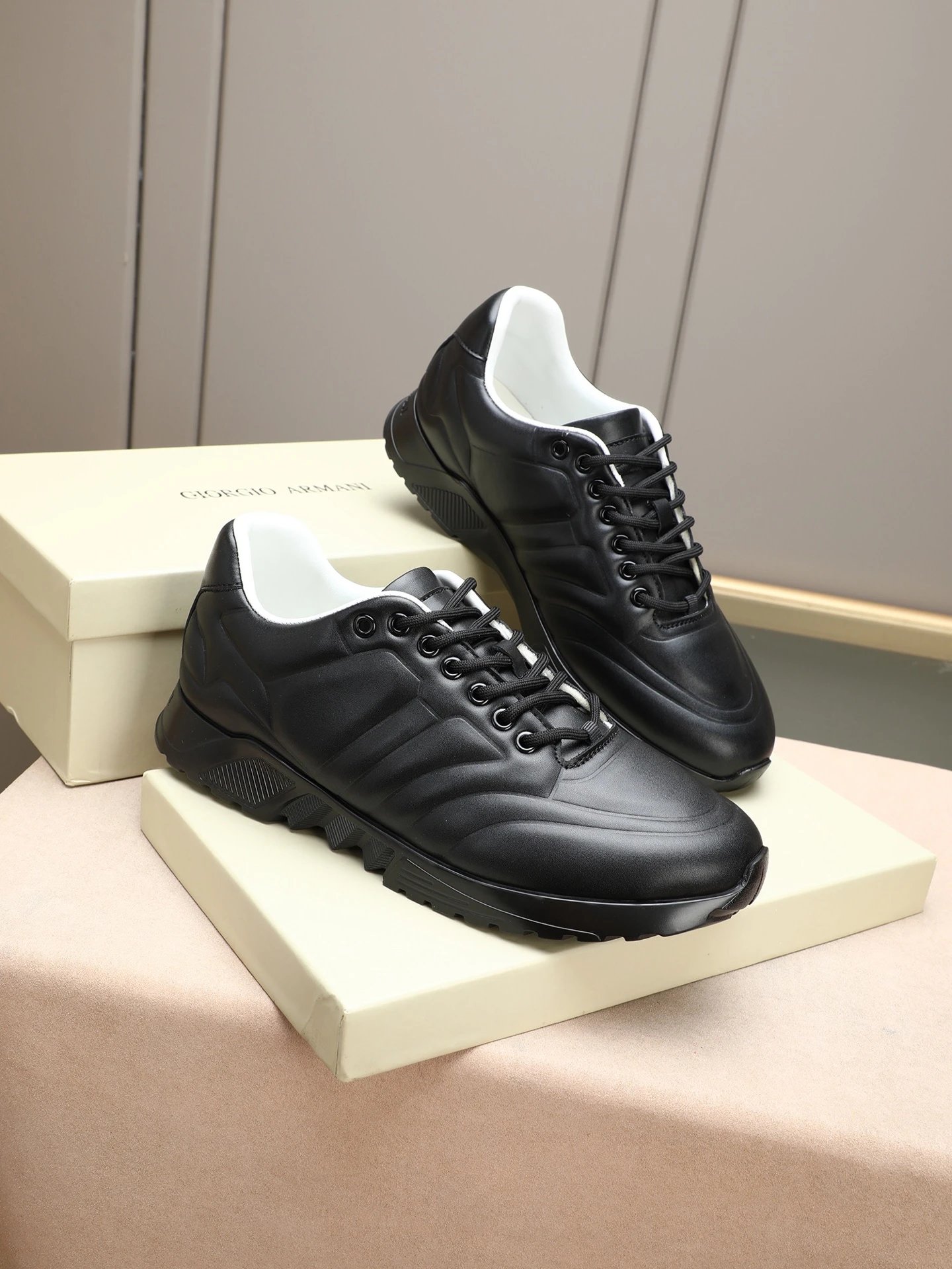 Giorgio Armani Quilted Runner Sneaker Black