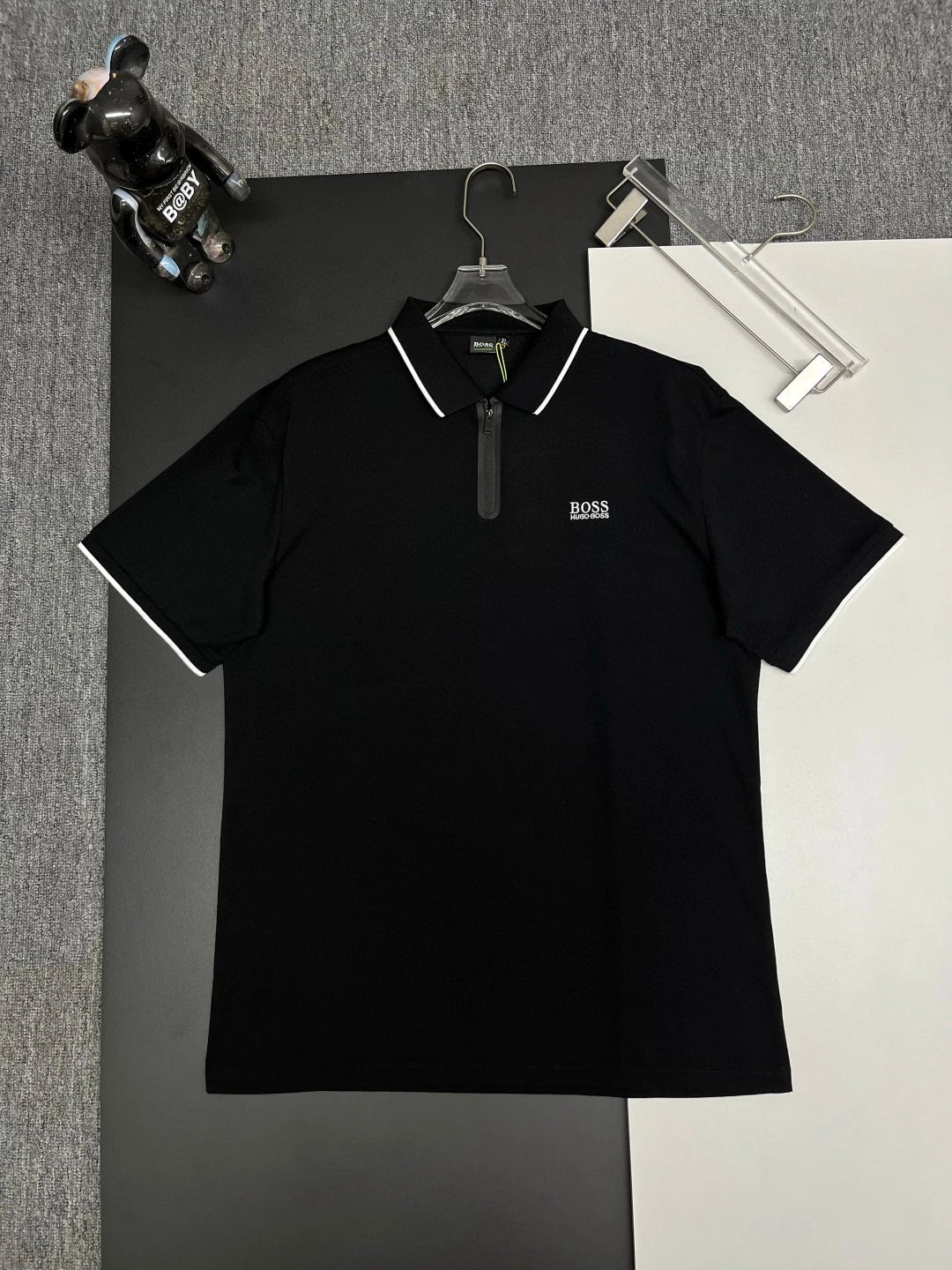 Hugo Boss Zip Polo Shirt Black