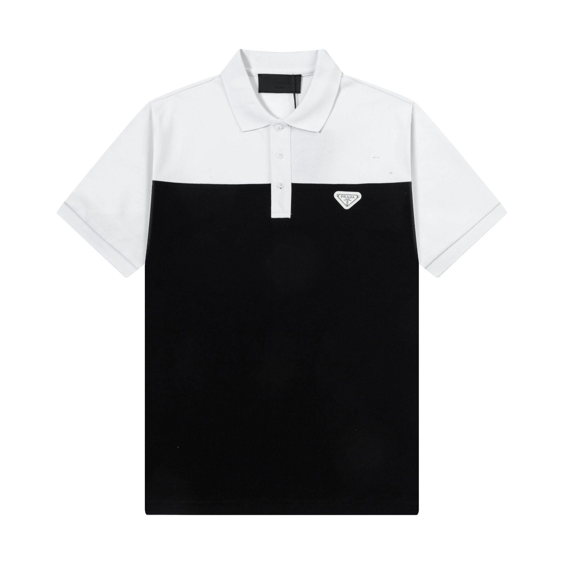 Prada Stripe Band Polo Shirt Grey White