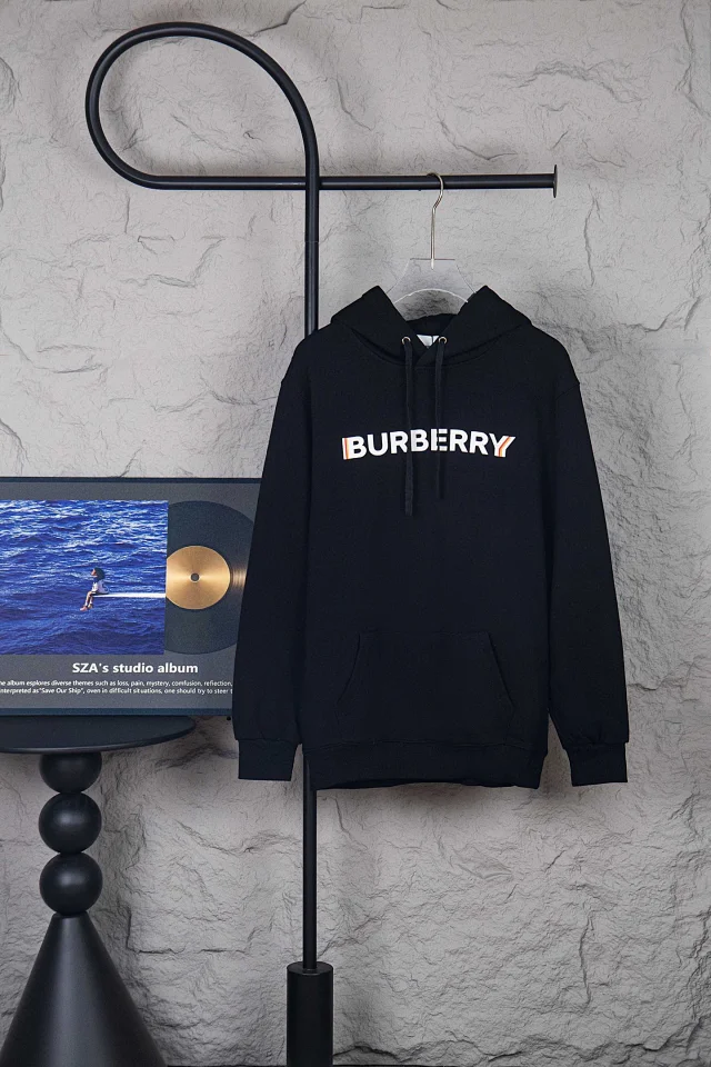 Burberry Hoodies & Sweatshirts Drawstring hooded sweatshirt with kangaroo pocket and logo graphic product detail image 5