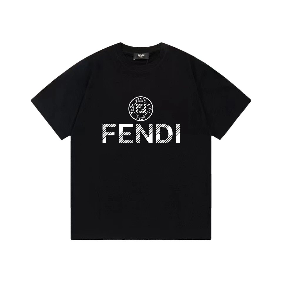 Fendi Logo Graphic Print Black T-Shirt - 1