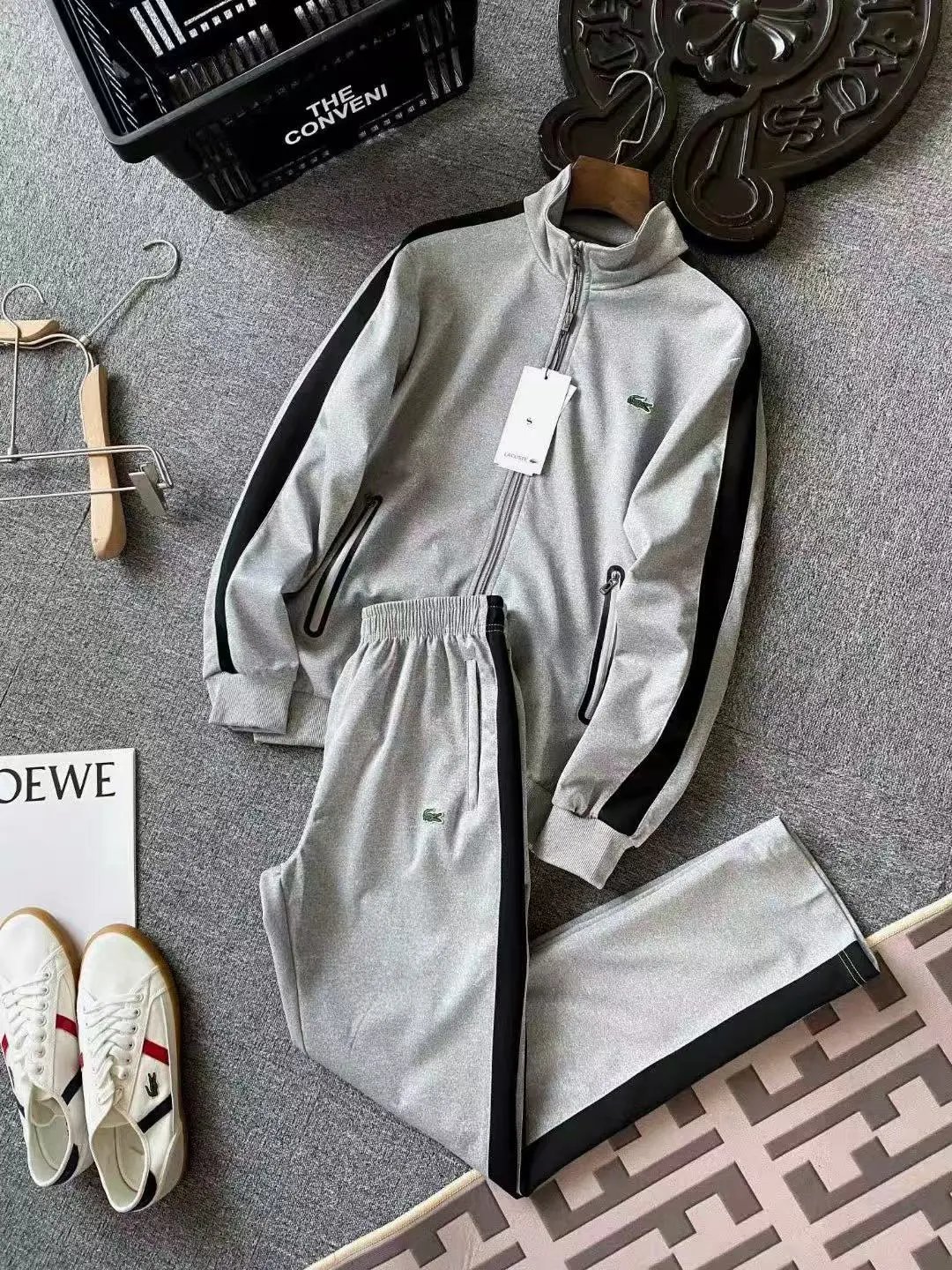 Lacoste Track Suit Set Red and Black Tracksuit - 7