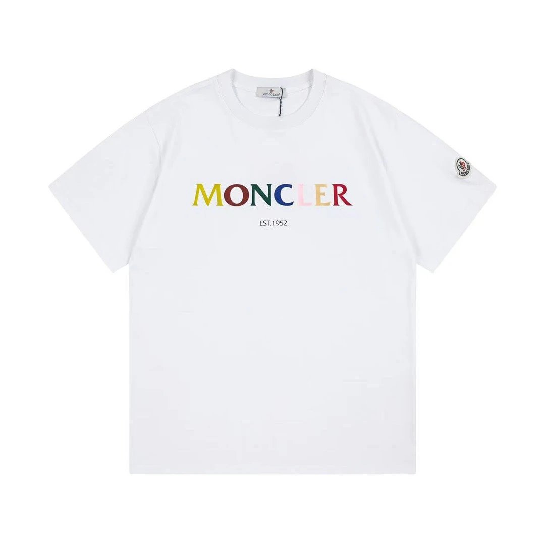 Moncler Est 1952 Multicolor Logo Tee White