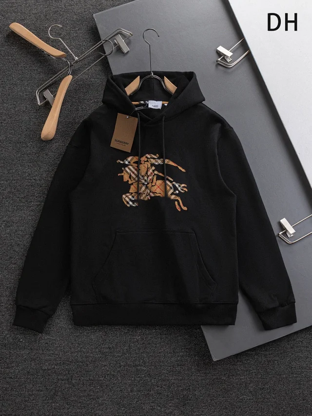 Burberry Hoodies & Sweatshirts Drawstring hooded sweatshirt with kangaroo pocket and logo graphic product detail image 3