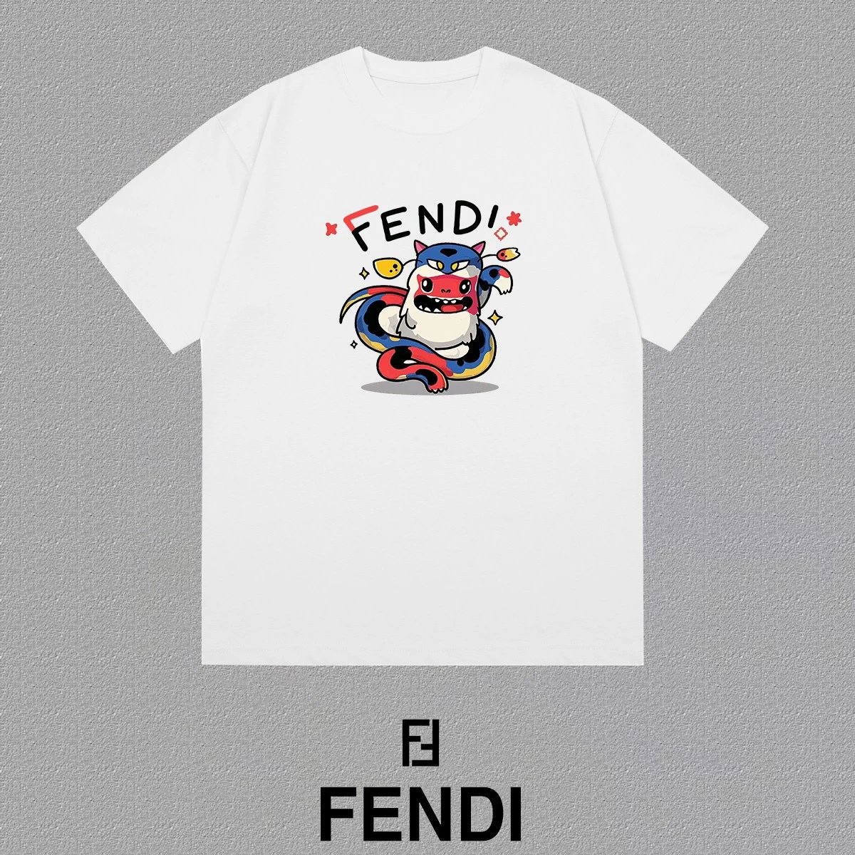 Fendi Monster Snake Graphic Tee White