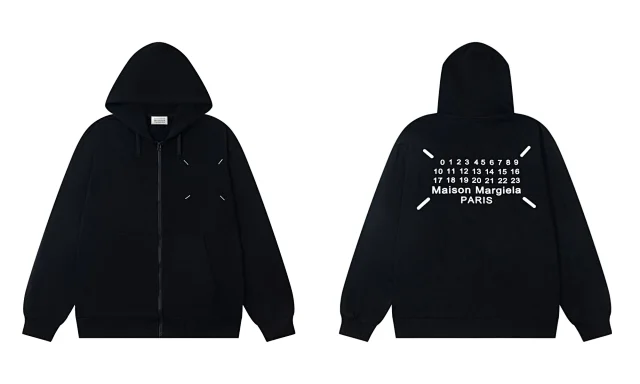 Maison Margiela Hoodies & Sweatshirts Numeric Logo Zip-Up Hoodie product detail image 8