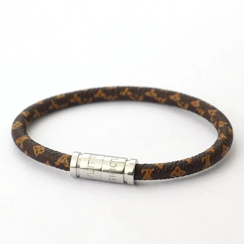 Design Braided Leather Bracelet with Gold Magnetic Clasp Black Bracelet - 20