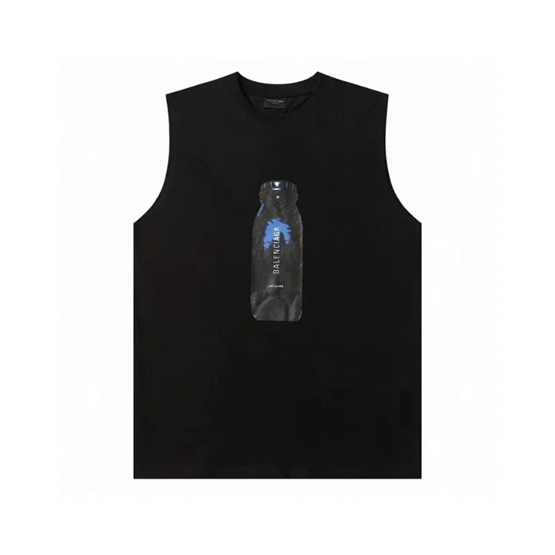 Balenciaga Bottle Print Black Sleeveless Vest Vest Top