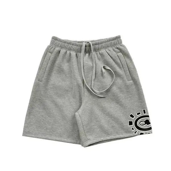 Design Graphic Print Heather Gray Sweat Shorts - 1