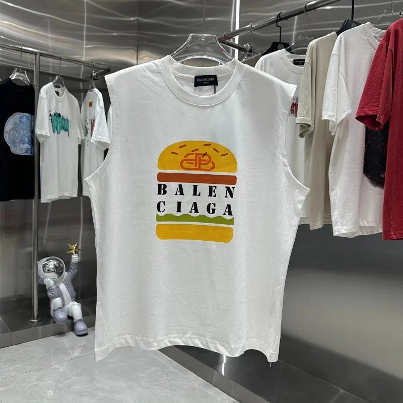 Balenciaga Burger Graphic Sleeveless T-Shirt White Vest Top