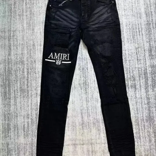 Design Slim Fit Distressed Gray Jeans with Embellished Belt - 16