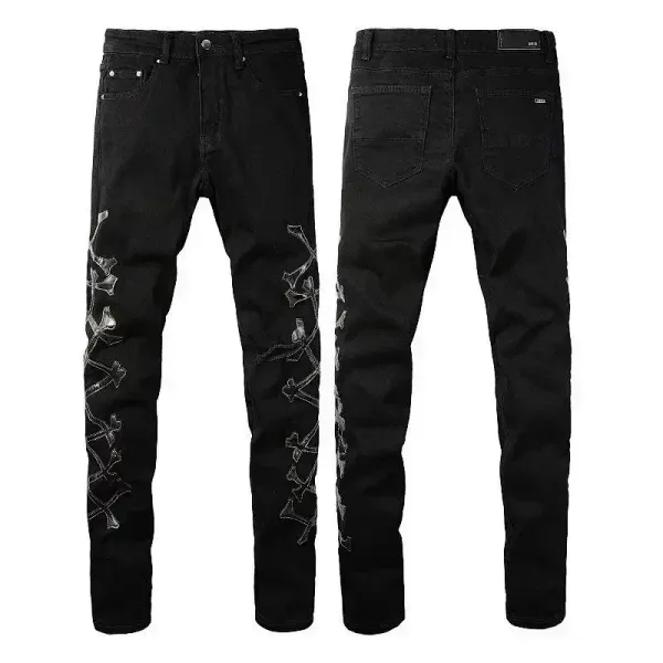 Design Slim Fit Distressed Gray Jeans with Embellished Belt - 12