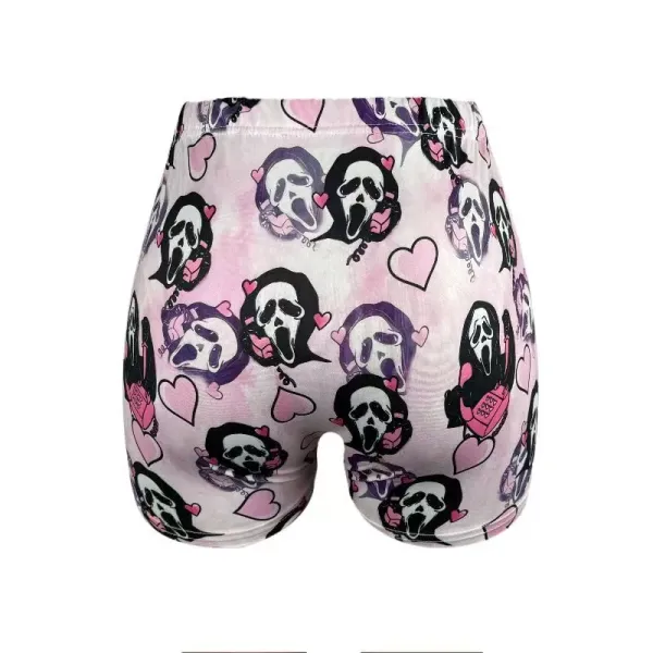 Design Scream Ghost Heart Print High-Waisted Shorts - 1