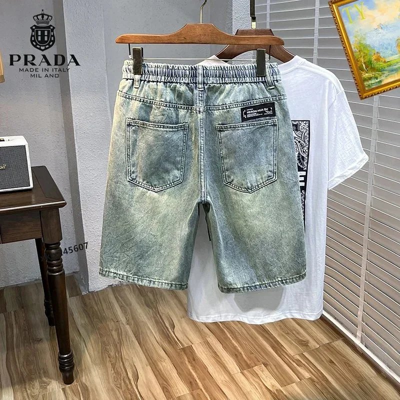 Gucci Denim Shorts with GG Patch and Drawstring Waist Blue - 5