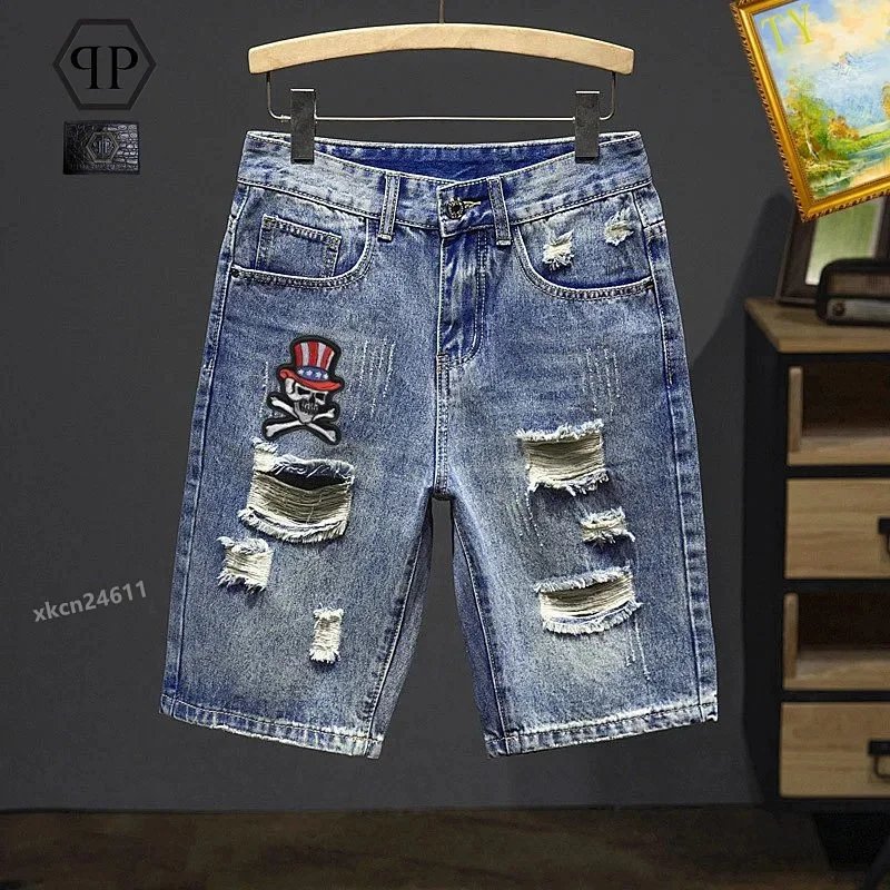 Gucci Denim Shorts with GG Patch and Drawstring Waist Blue - 12
