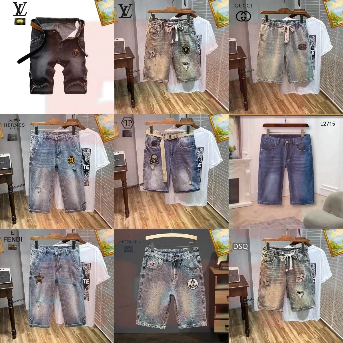 Gucci Denim Shorts with GG Patch and Drawstring Waist Blue - 3