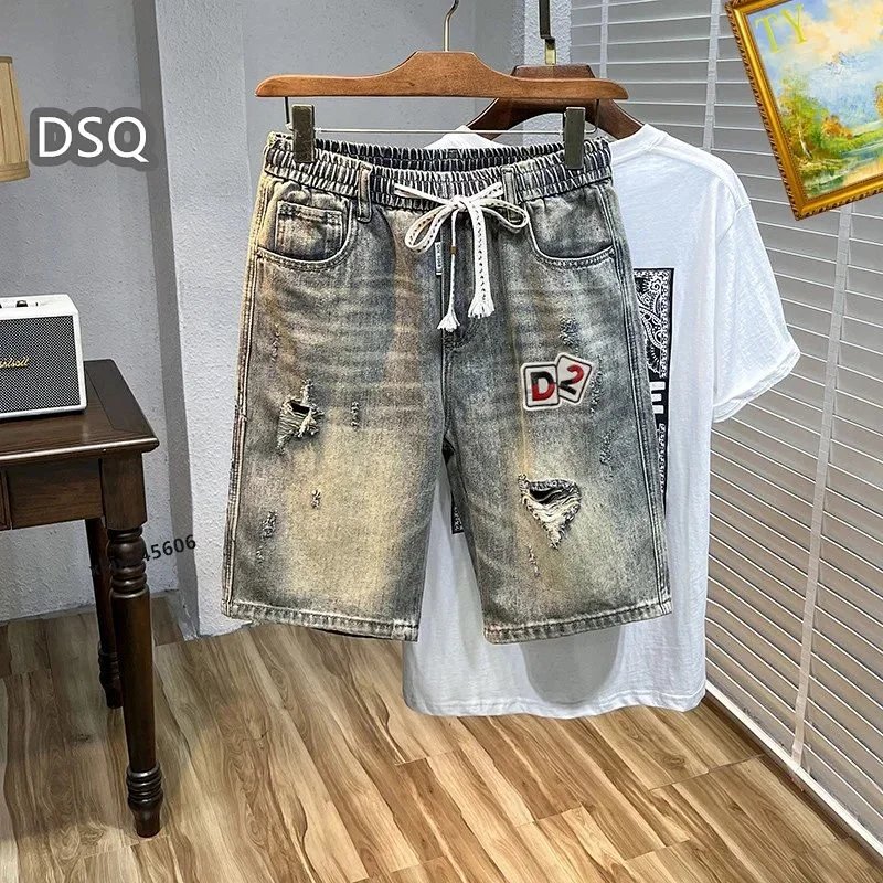 Gucci Denim Shorts with GG Patch and Drawstring Waist Blue - 6