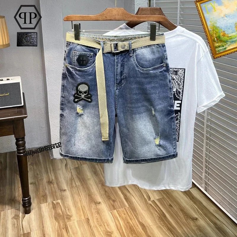 Gucci Denim Shorts with GG Patch and Drawstring Waist Blue - 4