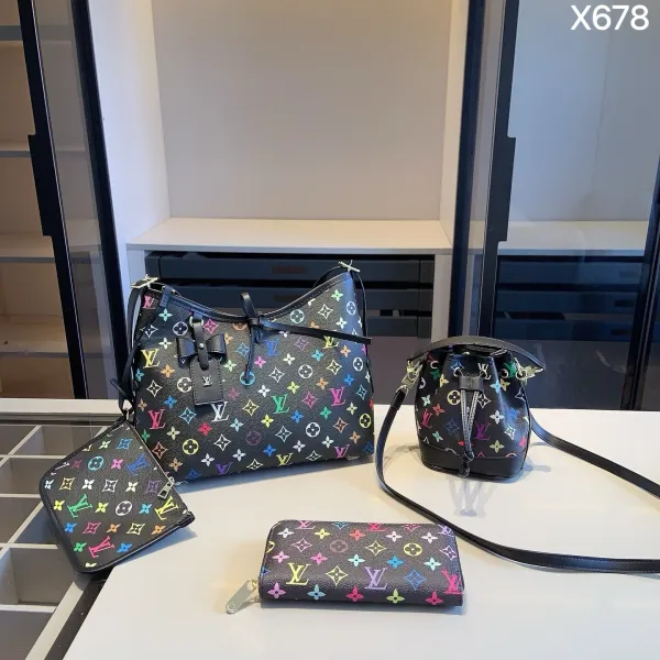 Louis Vuitton Multicolor Monogram Canvas Set: Hobo Bag, Bucket Bag, Wristlet & Long Wallet Shoulder Bags - 1