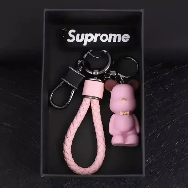 Design Superman x Medicom Toy Bear Keychain Black Gold Star Accessories - 16