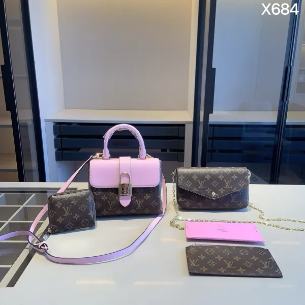 Louis Vuitton Monogram Pink Lockit Mini Handbag Set - 1