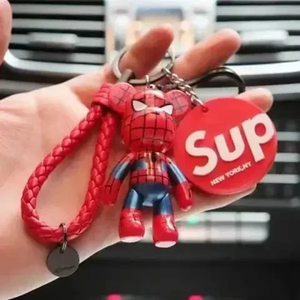Design Superman x Medicom Toy Bear Keychain Black Gold Star Accessories - 12