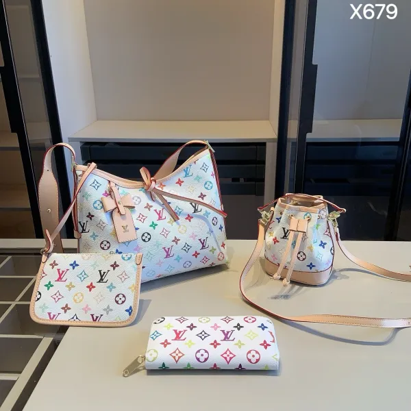 Louis Vuitton Multicolor Monogram White Canvas Bag Set Shoulder Bags - 1