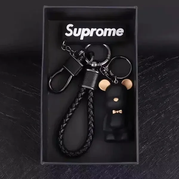 Design Superman x Medicom Toy Bear Keychain Black Gold Star Accessories - 14