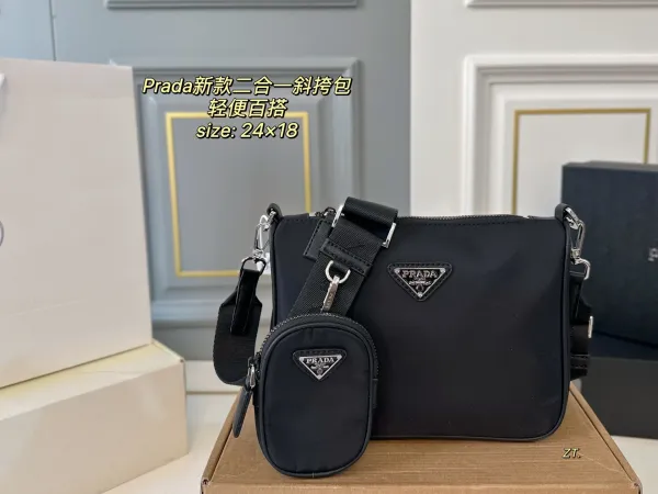 Prada Re-Nylon Two-in-One Crossbody Bag Black - 1