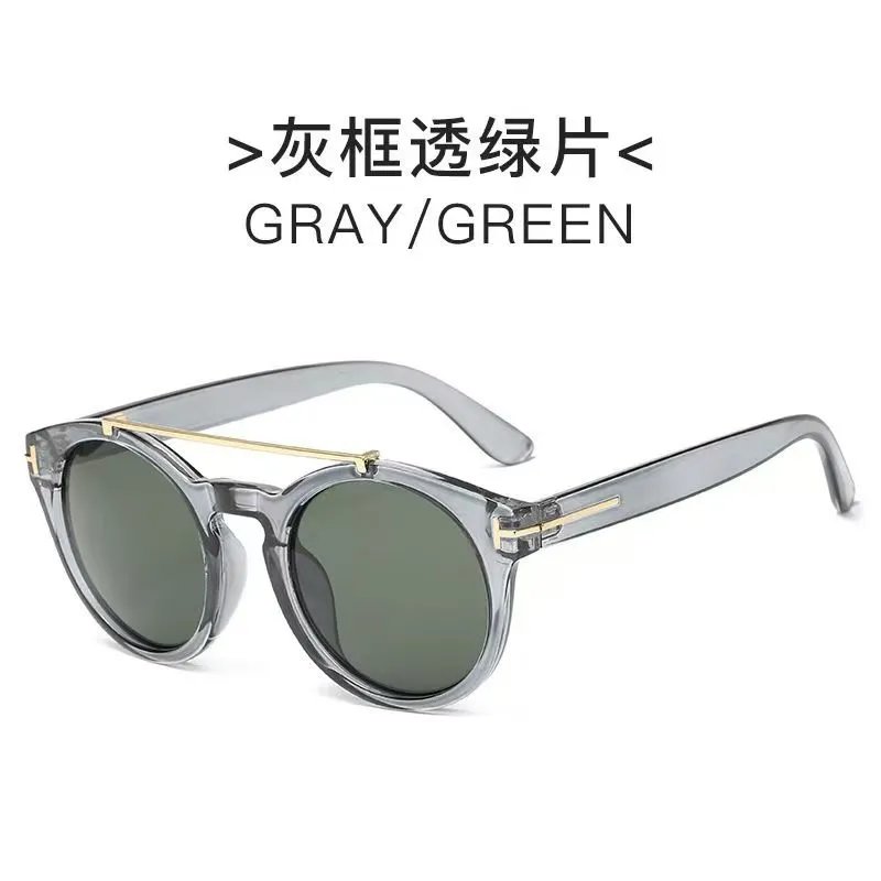 Design Round Frame Smoke Green with Amber Lens Sunglasses - 4