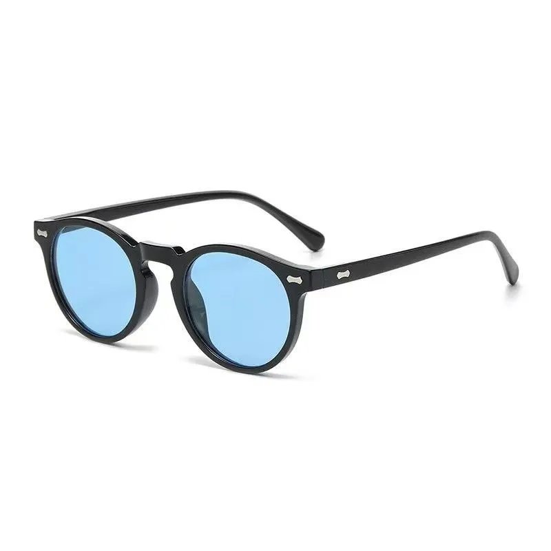 Design Round Frame Smoke Green with Amber Lens Sunglasses - 12