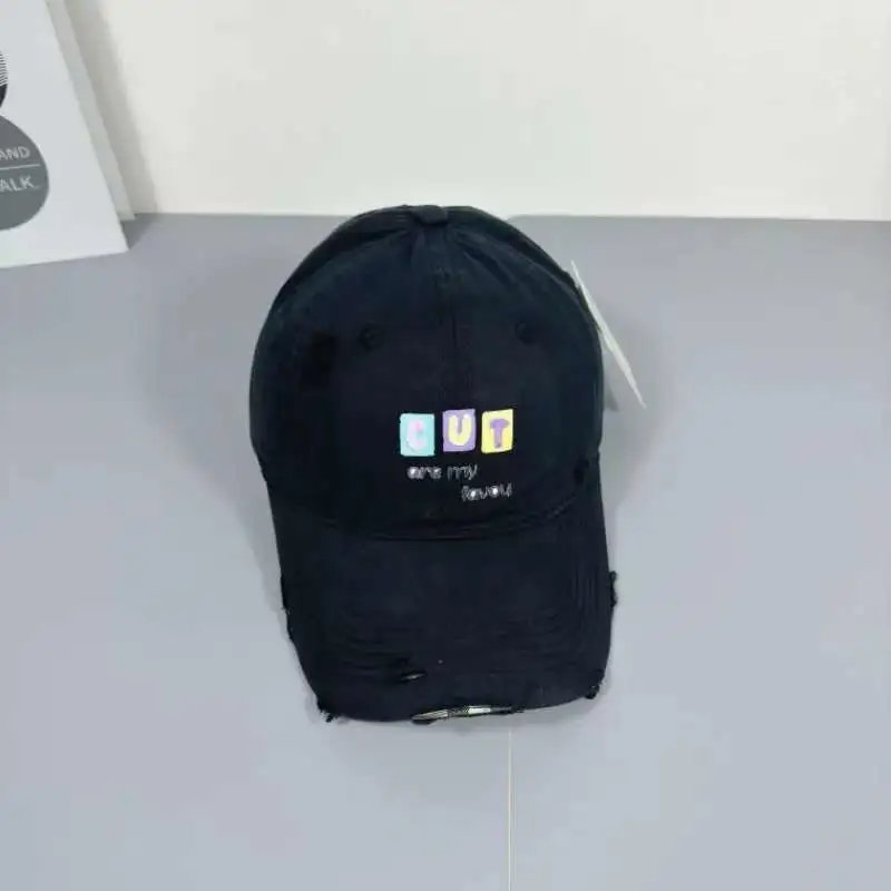 Design Rock Shop 1969 Distressed Baseball Cap Black + Gray Baseball Cap - 16