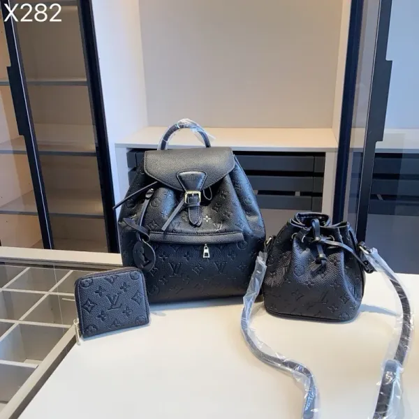 Louis Vuitton Monogram Empreinte Black Backpack, Bucket Bag, and Card Holder Set - 1