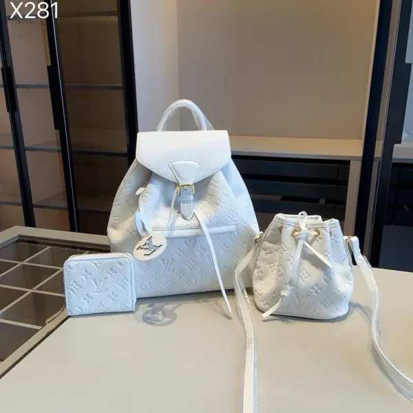 Louis Vuitton Monogram Empreinte White Backpack, Bucket Bag, and Card Holder Set - 1