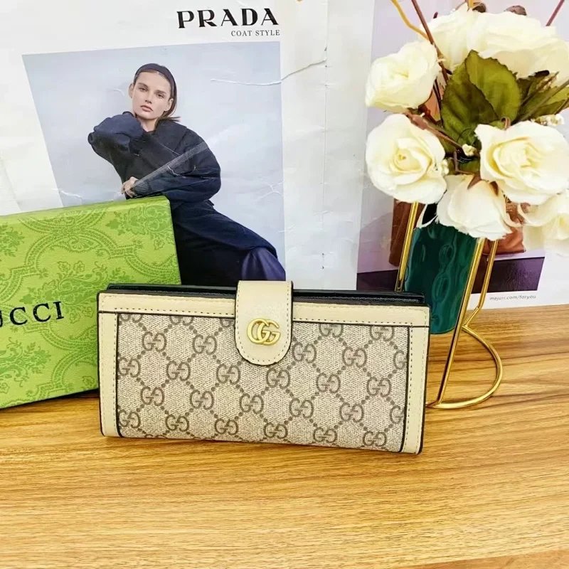 Gucci GG Marmont Envelope Long Wallet Beige and Brown Canvas - 8
