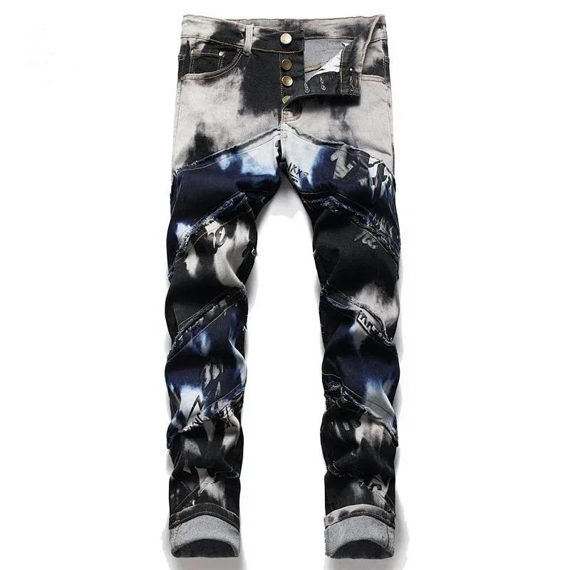 Amiri Distressed Patchwork Jeans Blue - 13
