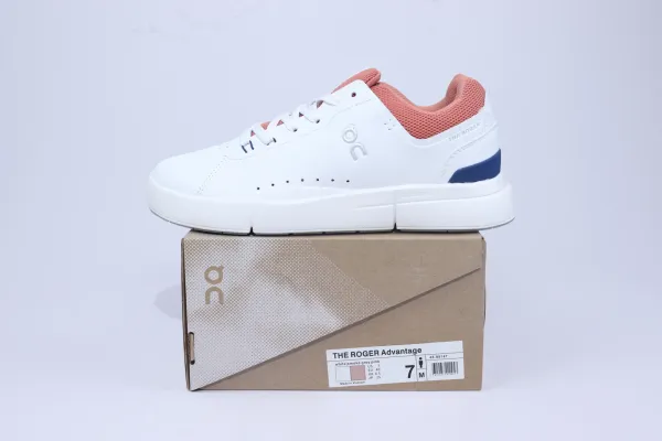 On The Roger Advantage White Smoke Grey Pink Sneakers - 1