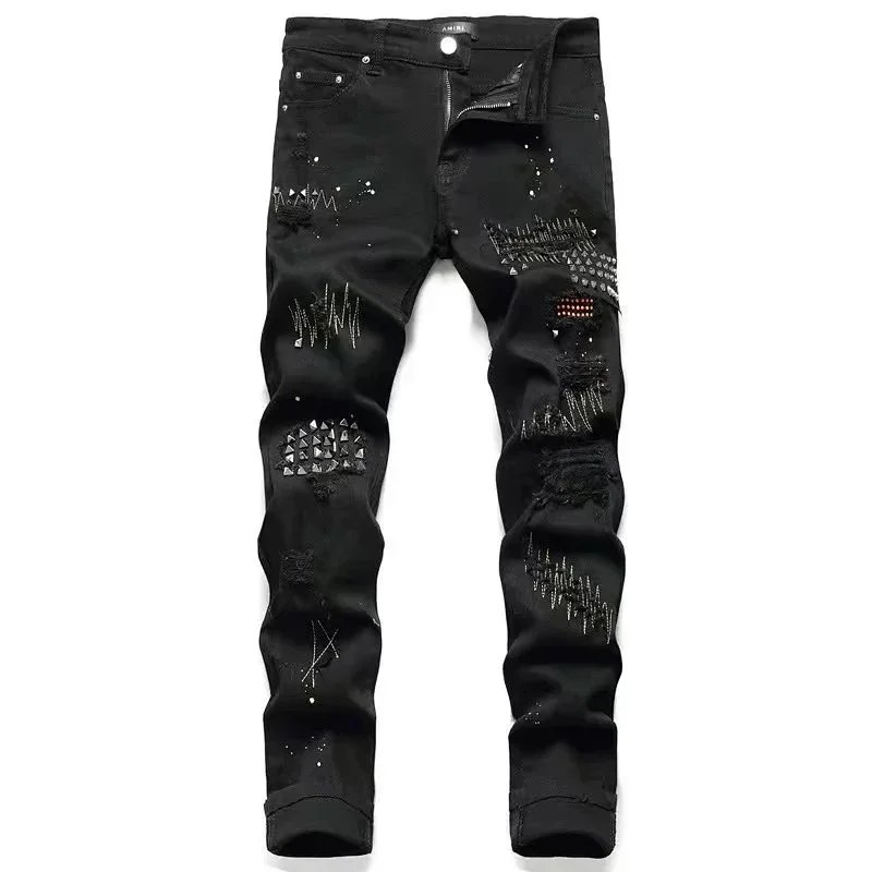 Amiri Distressed Patchwork Jeans Blue - 11