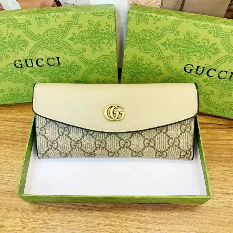 Gucci GG Marmont Envelope Long Wallet Beige and Brown Canvas - 4