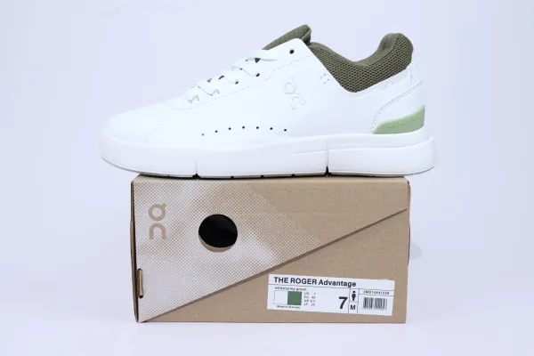 On The Roger Advantage White / Army Green Sneakers - 1