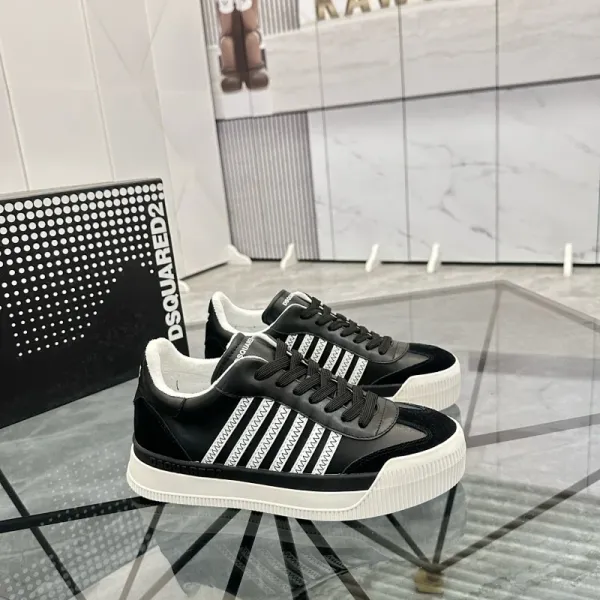 Dsquared2 Logo Stripe Black and White Sneakers - 1