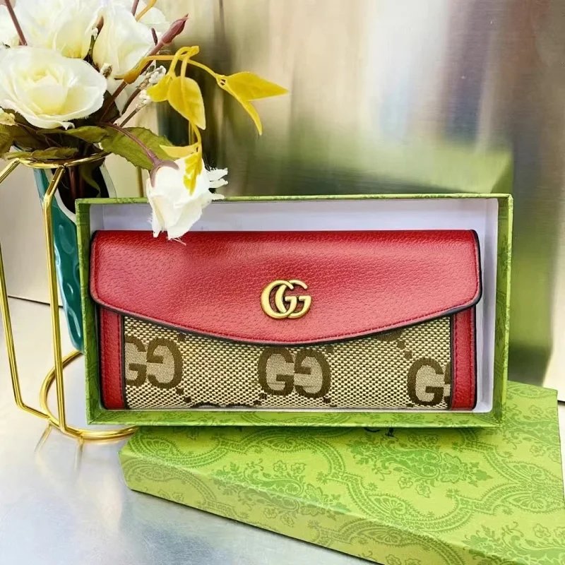 Gucci GG Marmont Envelope Long Wallet Beige and Brown Canvas - 16