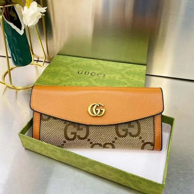 Gucci GG Marmont Envelope Long Wallet Beige and Brown Canvas - 13