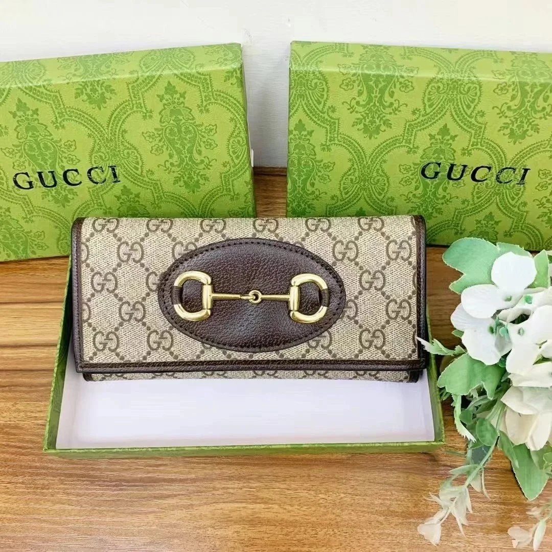 Gucci GG Marmont Envelope Long Wallet Beige and Brown Canvas - 17